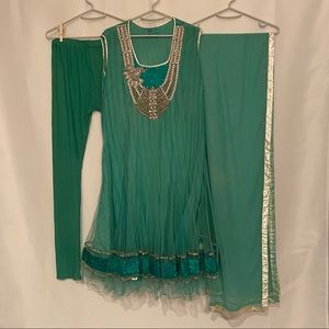 Teal Salwar Kameez Indian 3-Piece Set – Punjabi/Pakistani Style